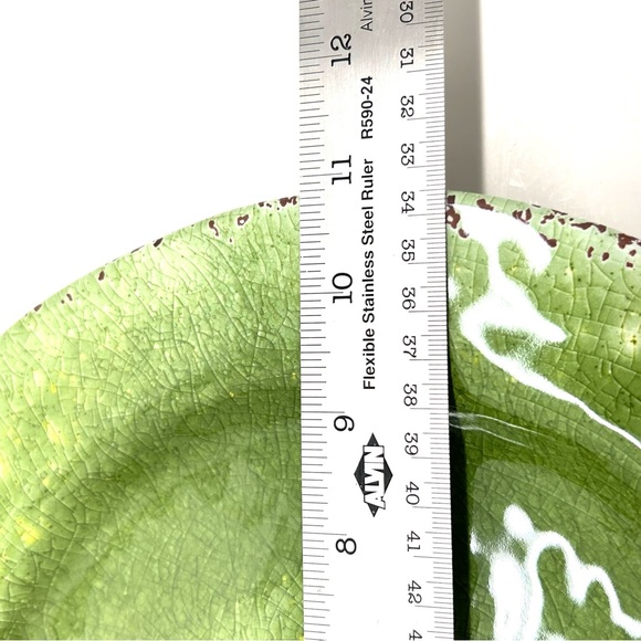 PIER 1 Carmelo Melamine Crackle Green 11” Dinner Plate Charger Set Of 4 Rustic - Picture 5 of 9